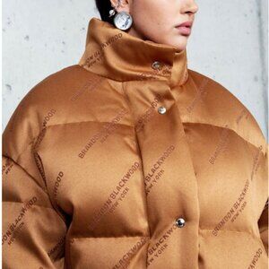 NEW Brandon Blackwood Camel Logo Twill Duck Down Feather Puffer Coat SZ XL